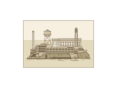 Alcatraz alcatraz bay building california chimney illustration island lighthouse ocean san francisco