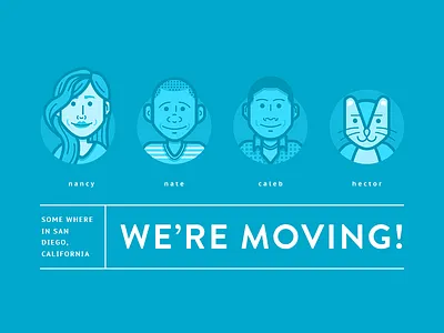 Moving Card avatar boys card cat illustration mom moving postcard san diego