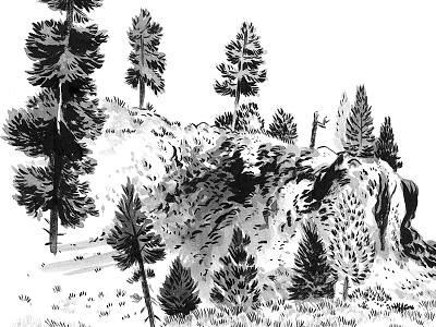 Bend landscape bend bw drawing illustration landscape oregon pnw