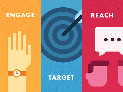 Brave Goes Social color engage flat hand made icons illustration popular reach social social media target