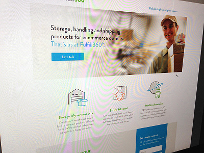 Landingpage 360° blue brandon buttons green icons landingpage logistic package splash