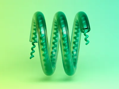 W 3d 3d type illustration letter spiral type w