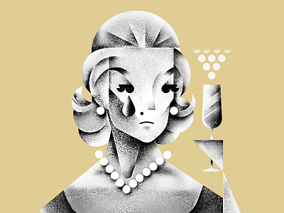 Mrs. Draper art nouvea betty draper illustration mad men pearls texture