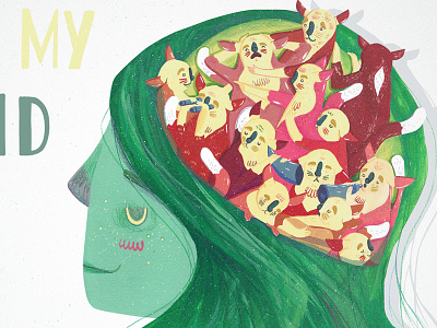 Creatures in My Mind cover creatures ep face green head mind monsters music