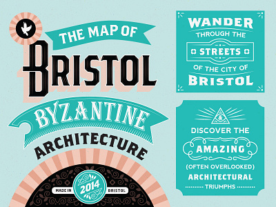 Bristol Byzantine Map 1900 badge bristol classic english lettering map stamp typography victorian