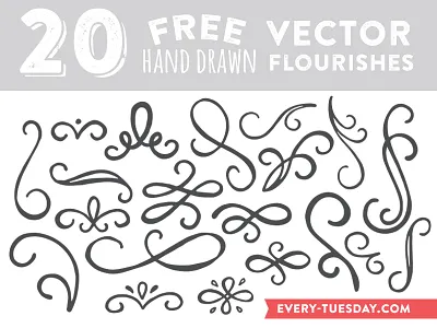 Free Hand Drawn Vector Flourishes every tuesday flourishes free freebie freebies hand drawn hand made illustration illustrator swirls vector