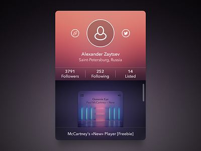 Dribbble Widget and 1 invite [Contest closed] app dribbble dribble flat freebie profile ui