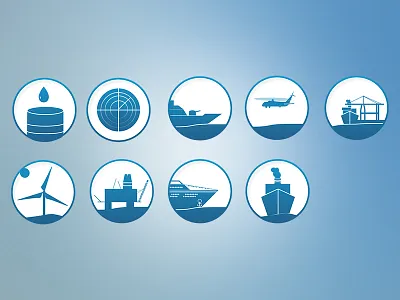 Tech Icons circles gradient icons radar ships