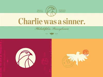 Born Sinner bar bird branding hawk icon logo philadelphia restaurant stamp vector wings