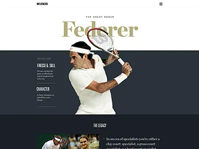 Sneakpeek editorial federer tennis typography website