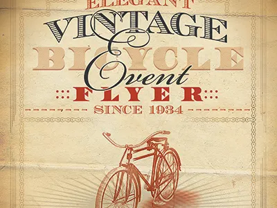 Vintage Bicycle Event Flyer Template antique bicycle distressed grunge race vintage western