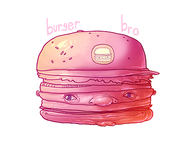 Burger Bro burger character digital face food graffiti hamburger illustration pink