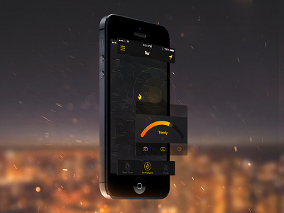 Nightfinder Cover app city cover dark fire ios lights miller nigh nightlife ui warm