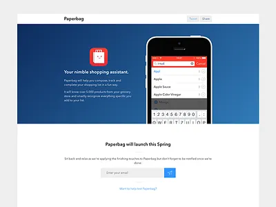 Paperbag Teaser app blue groceries icon ios iphone paperbag red teaser website