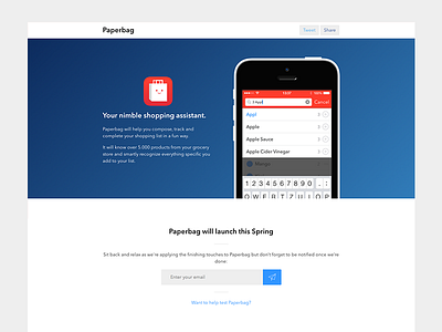 Paperbag Teaser app blue groceries icon ios iphone paperbag red teaser website