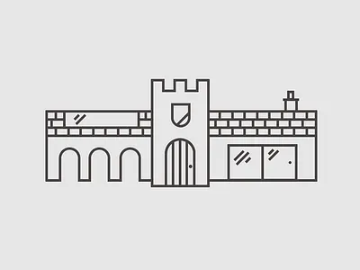 Castle refurb building grey icon illustration line logo