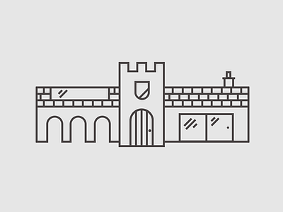 Castle refurb building grey icon illustration line logo