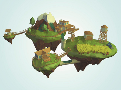 Low Island 3d c4d cinema 4d digital art game style low poly render