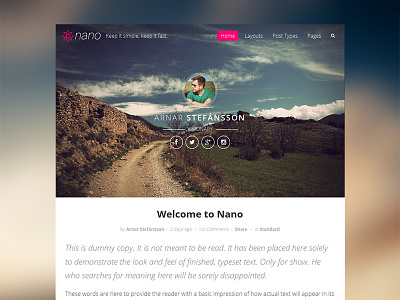 Nano | Minimalist & Highly Customizable WP Blog about author blog image large themeforest