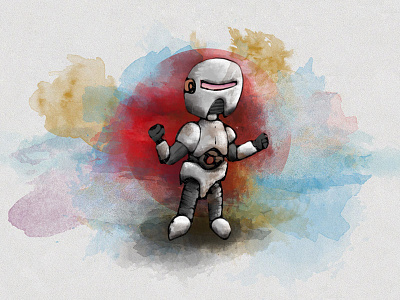 Watercolour Robot brush brushes character design illustration robot rustbuckets water colour