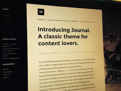 Journal - WordPress theme black blog clean minimal template theme web design website white wordpress