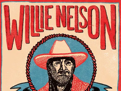 Willie Nelson concert poster country illustration portrait typography willie nelson