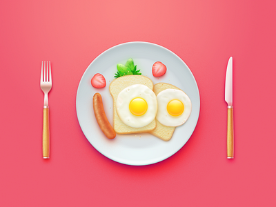 100 points breakfast 100 bread breakfast cook egg eggs fork knife sausage scrambled