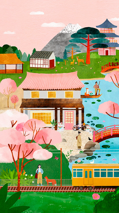 Japan reverie 🇯🇵 after effects animated illustration animation illustration illustration art japan japanese