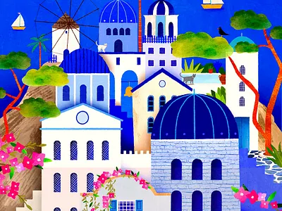 Blue Landscape 💙 animation greece greek illustration