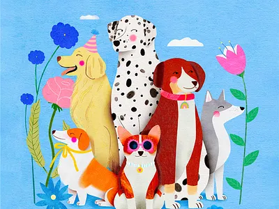 Wouf squad 🐶 dogs illustration illustration art kids illustration procreate
