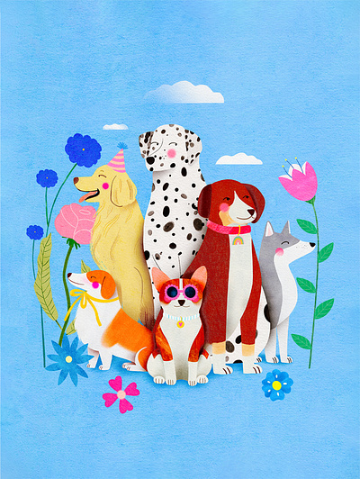 Wouf squad 🐶 dogs illustration illustration art kids illustration procreate