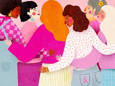 Kusmi Tea - Pink October female character hug illustration pink october sorority