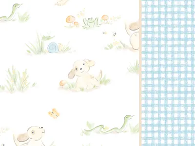 Snakes and snails and puppy dog tails baby childrens design fabric collection hand drawn illustration nursery design seamless storybook illustration surface design textile design vintage