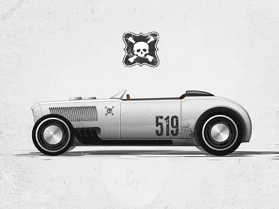 Salt Flats hot rod illustration illustrator roadster salt flats