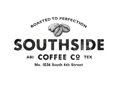 Southside Coffee Co abilene brand coffee coffee bean illustration logo roasted roaster scratchboard texas texture typography