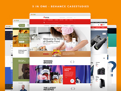 5 in 1 - CaseStudies for Behance Portfolio e commerce longtail designs simple designs