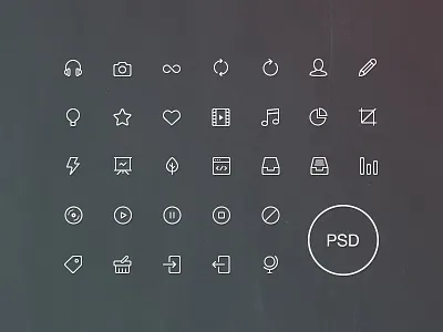 Freebie: Line Icons Set Vol.2 freebie headphones infinity line pen pixelbuddha vectors video