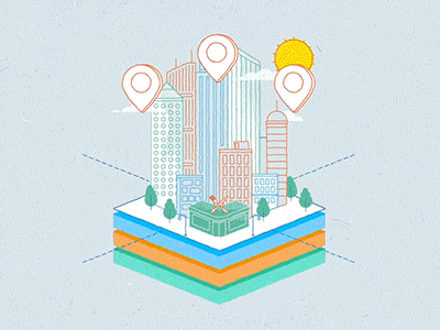 IBM - City Flip animated gif animation city day flip gif ibm location night pin