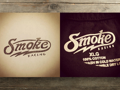 Smoke Sketch + Shirt Tag bolt branding hand drawn lettering logo racing script sketch t shirt tee type vintage