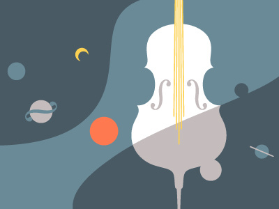 Float Studio — balance cello float floating harmony illustration minamalistic minimalism mystery pure space string style