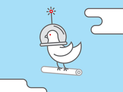 Carrier Pigeon from the Future bird future illustration mind control monoline pigeon sky