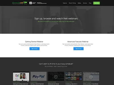 Webinars call to action cta feature form landing thumbnails video webinar website