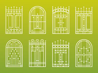 Garden gate type illustration pattern print work typography