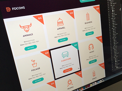 Focons apparel branding flat flat design focus lab icon set icons web design website