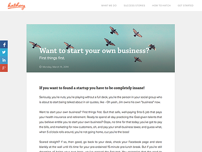 How to Hatch Blog Layout blog clean hatchery