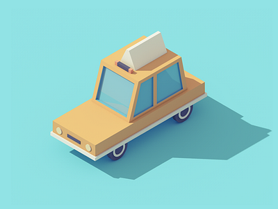 Little Cab 3d c4d car cgi lowpoly modelisation yellow