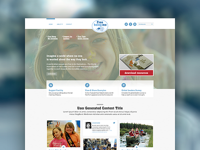 Free Being Me Homepage Website Visual Design charity clean design dove face girl homepage mock up photo site web website