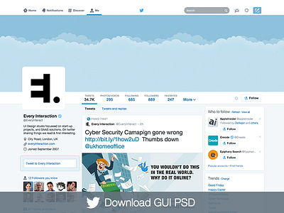 Twitter Profile Gui Psd free freebie gui psd psddd resource twitter