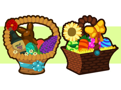 easter baskets basket bunny easter vector