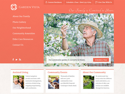 Garden Vista minimalism real estate web senior community template design